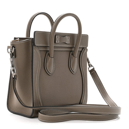 Celine Drummed Calfskin Nano Luggage Souris 3 of 11