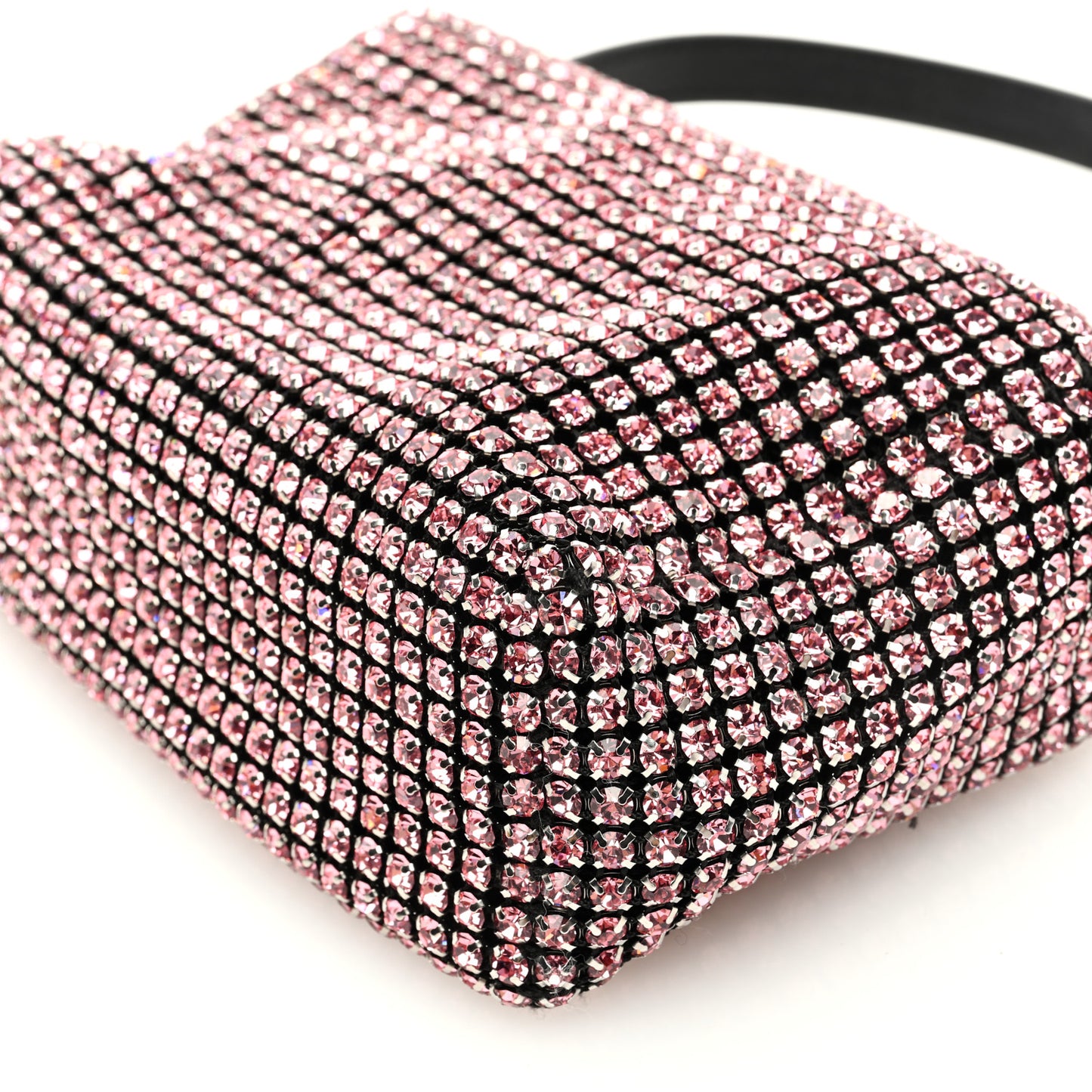 Mesh Crystal Rhinestone Mini Heiress Pouch Pink