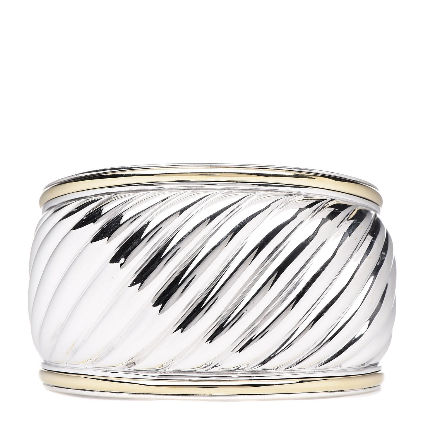 Sterling Silver 18K Yellow Gold 41mm Sculpted Cable Cuff Bracelet