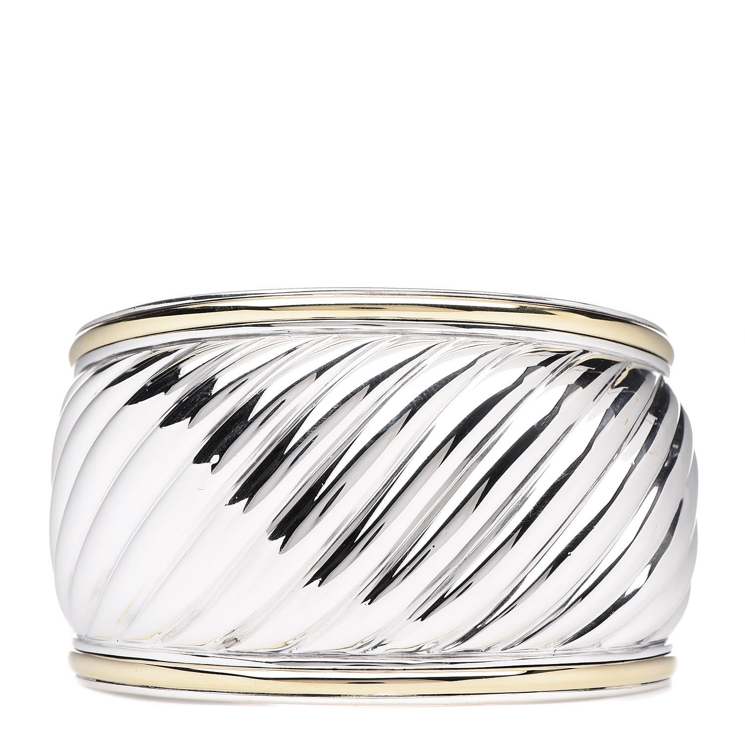 David Yurman Sterling Silver 18K Yellow Gold 41mm Sculpted Cable Cuff Bracelet 1 of 5