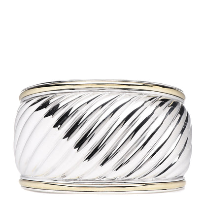 David Yurman Sterling Silver 18K Yellow Gold 41mm Sculpted Cable Cuff Bracelet 1 of 5