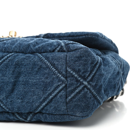 Chanel Denim Quilted Large Chanel 19 Flap Blue 7 of 9