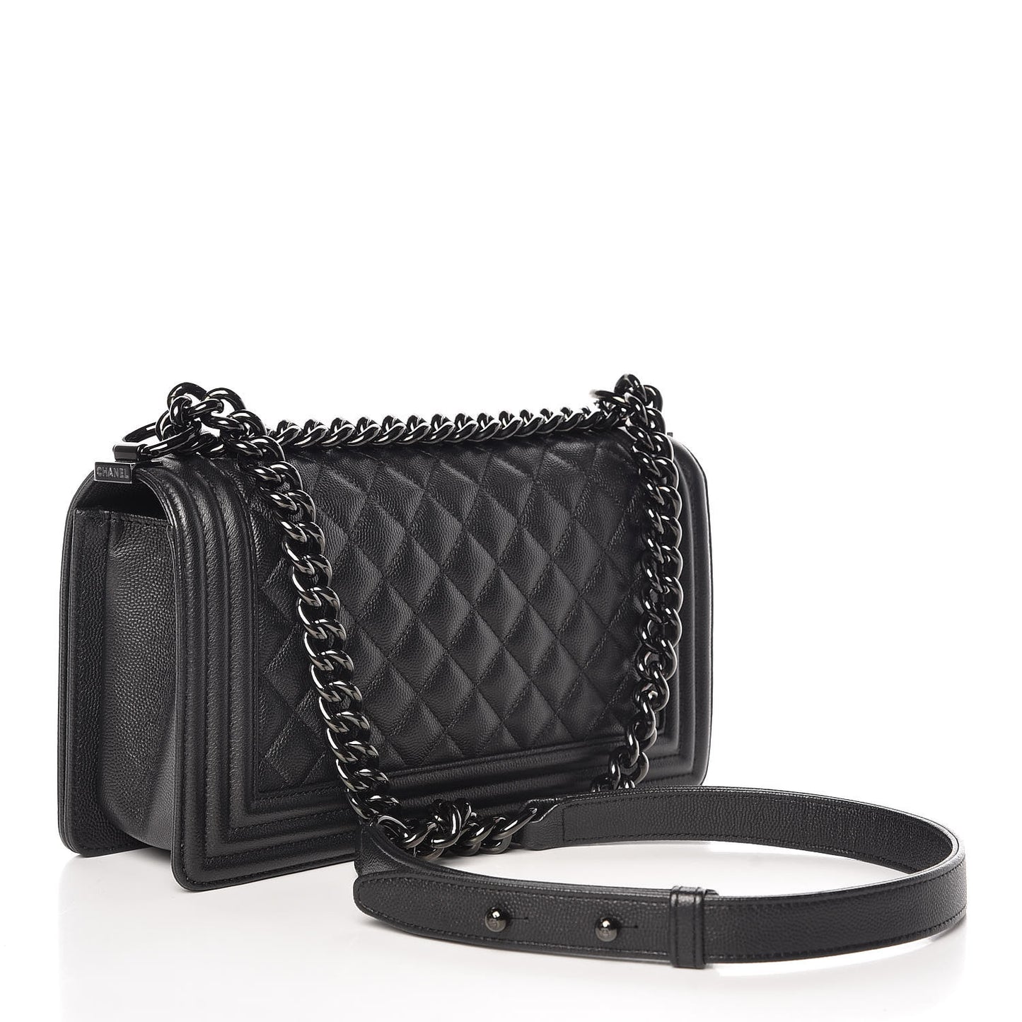 Caviar Quilted Medium Boy Flap So Black