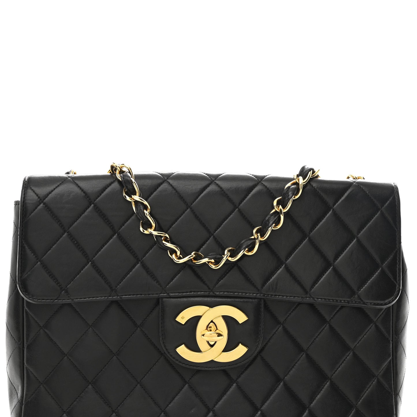 Lambskin Quilted XL Jumbo Single Flap Black