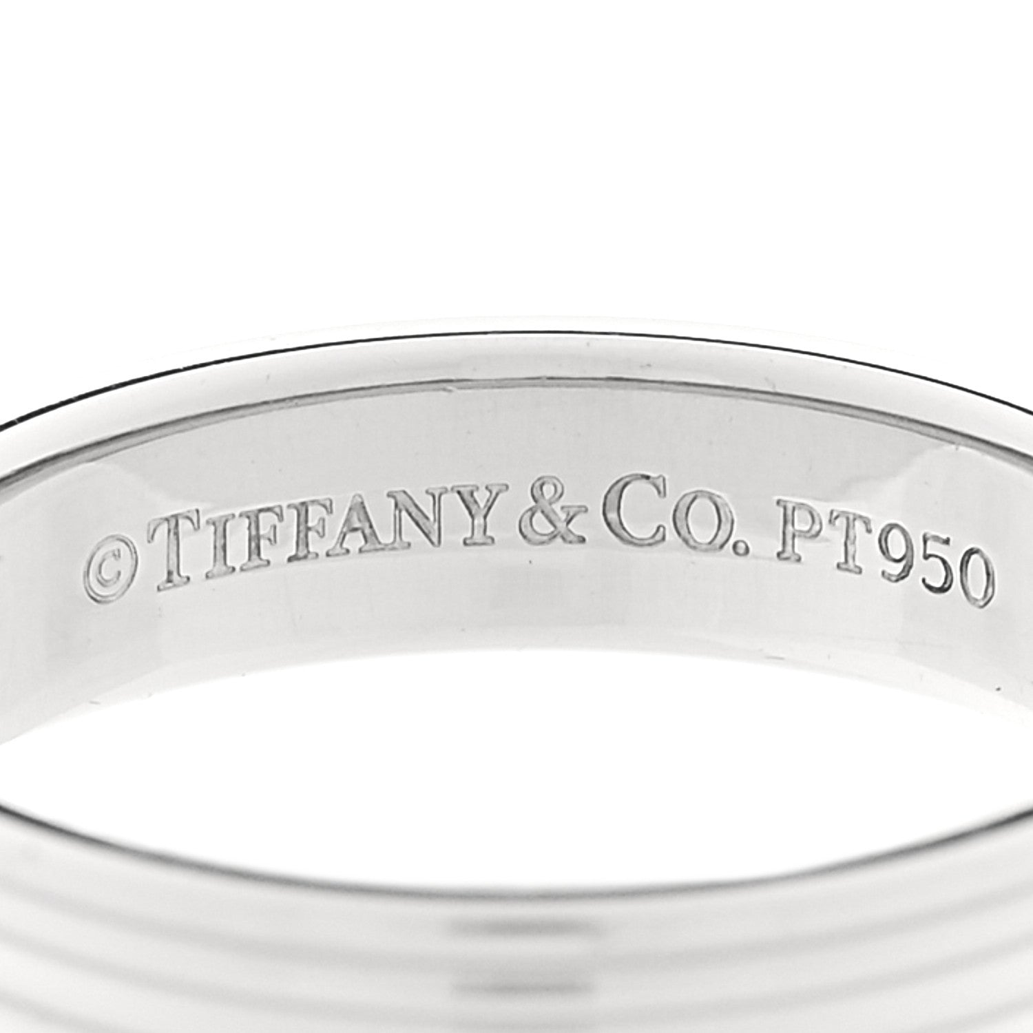 Tiffany Platinum Ribbed Band Ring 60 9 4 of 4