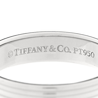 Tiffany Platinum Ribbed Band Ring 60 9 4 of 4