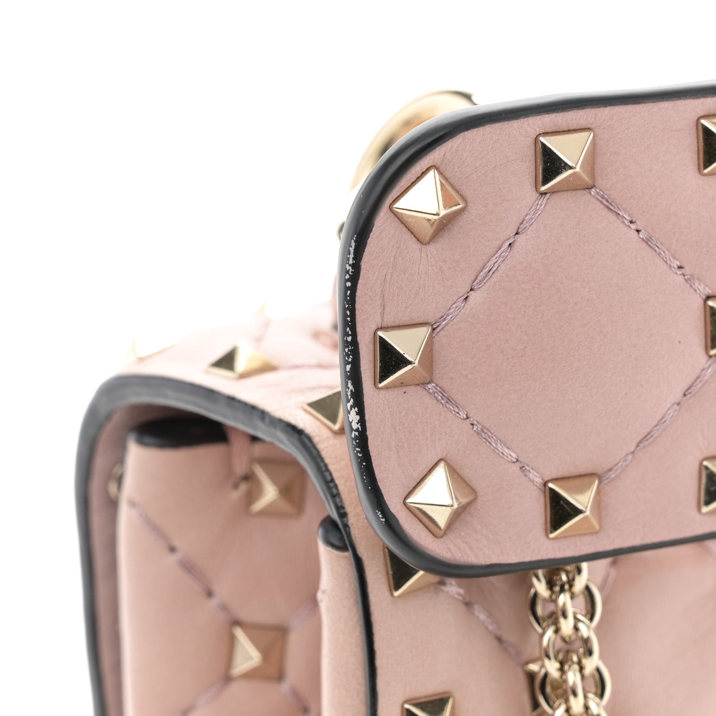 Lambskin Medium Rockstud Spike Shoulder Bag Poudre
