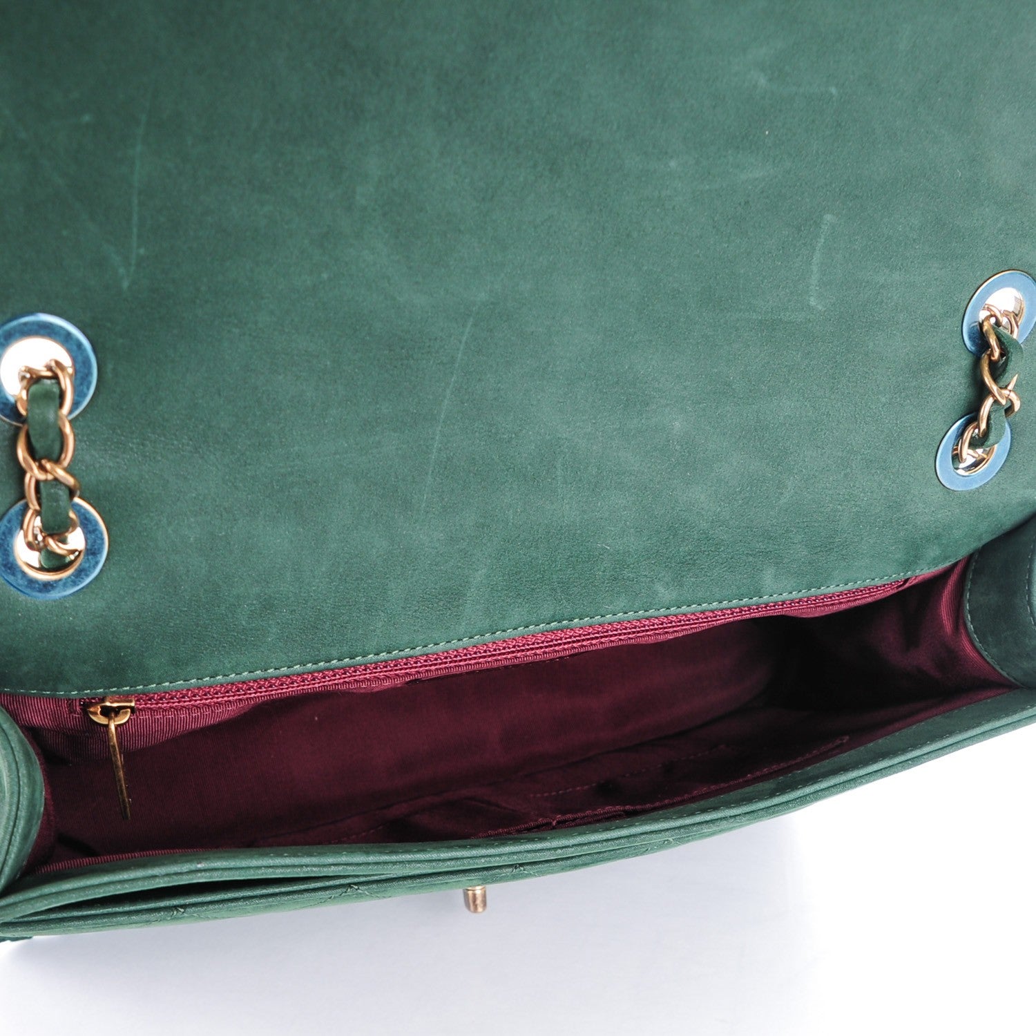 Chanel Metallic Calfskin Quilted Jumbo Happy Stitch Flap Green 5 of 9