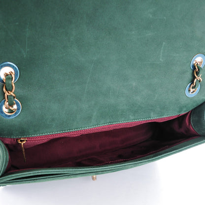 Chanel Metallic Calfskin Quilted Jumbo Happy Stitch Flap Green 5 of 9