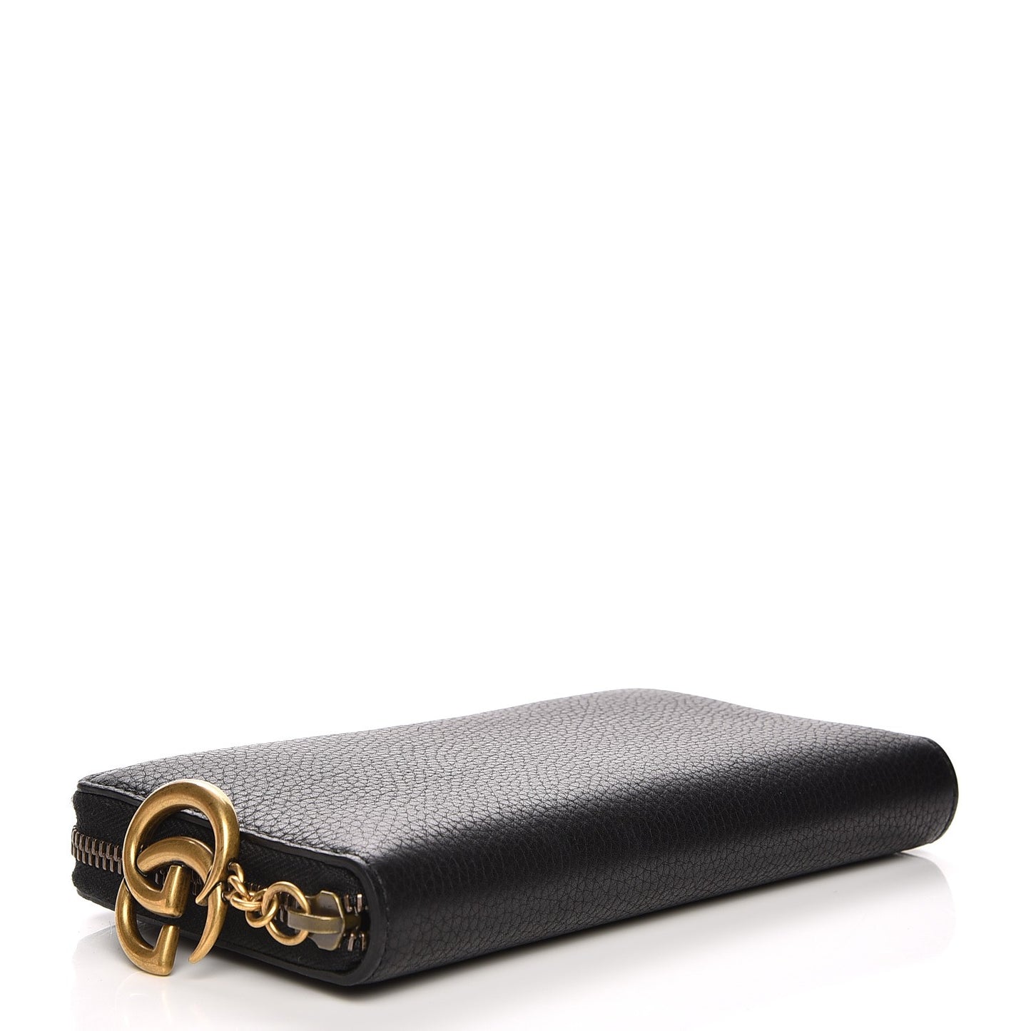 Cellarius Calfskin GG Marmont Charm Zip Around Wallet Black