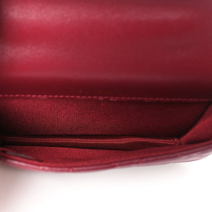 Chanel Lambskin Quilted Top Handle Flap Coin Purse With Chain Burgundy 4 of 11