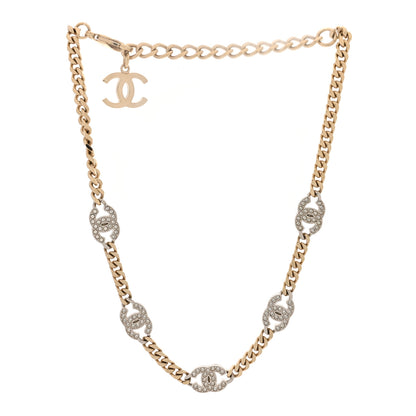 Chanel Crystal Chain CC Link Choker Gold Silver 3 of 5