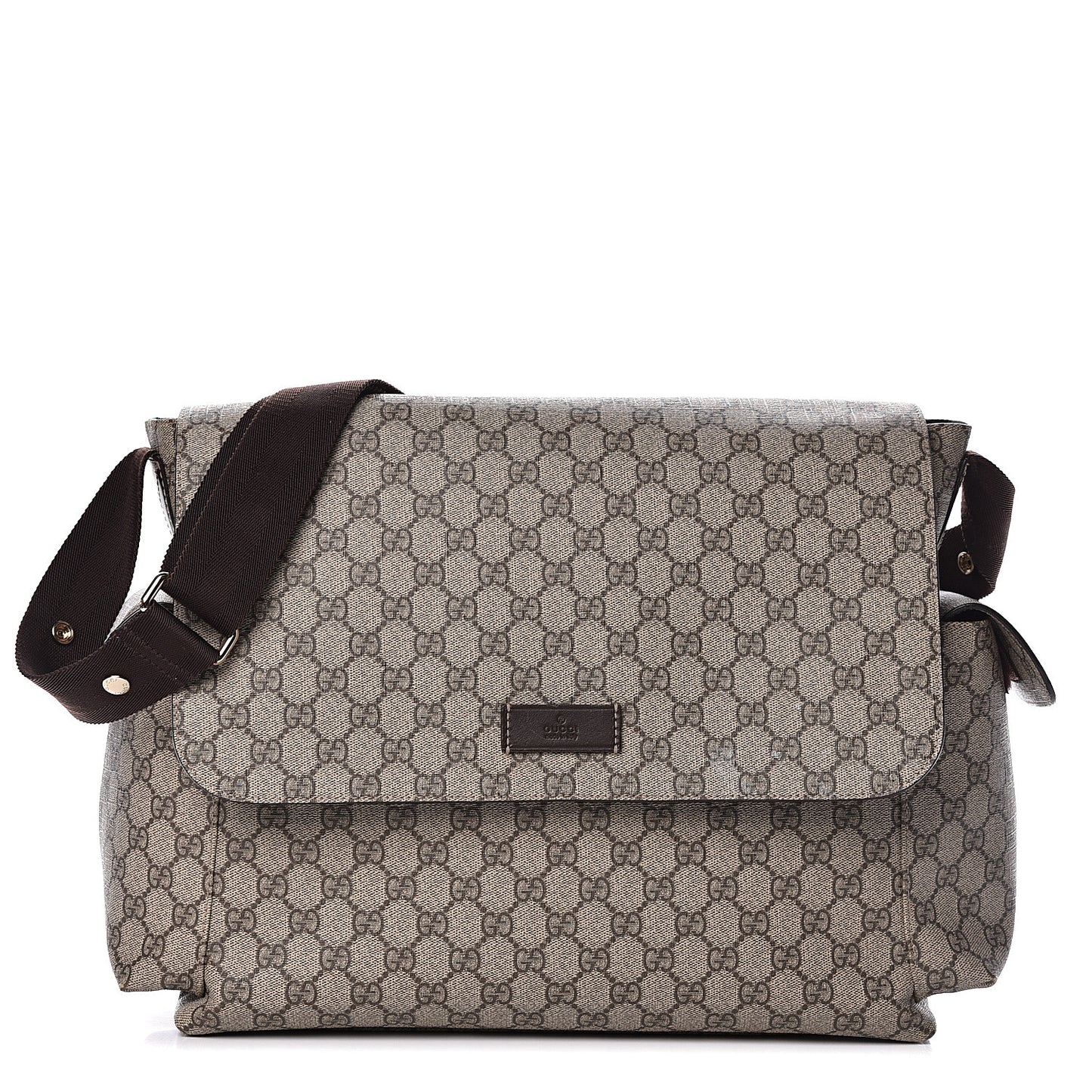GG Plus Monogram Messenger Diaper Bag Dark Brown