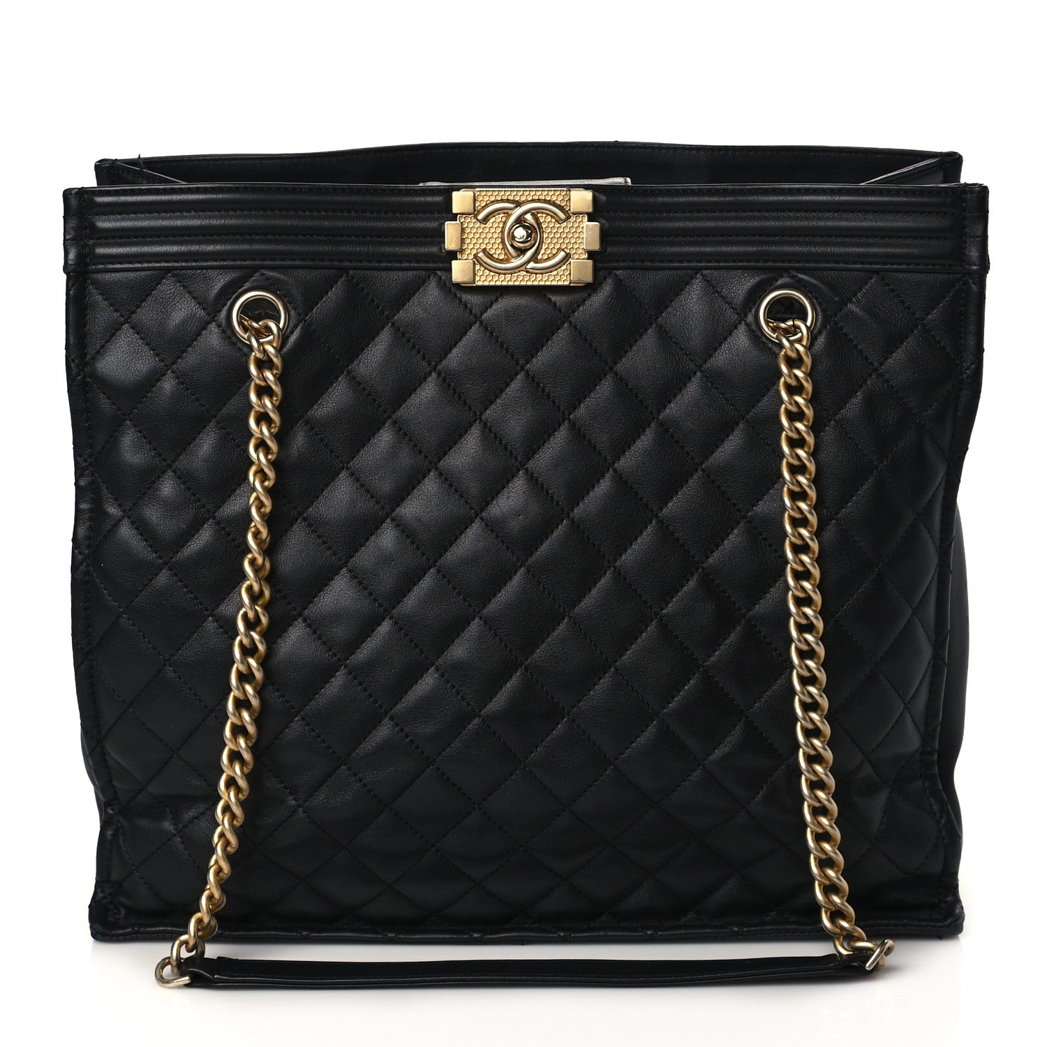 Chanel Calfskin Quilted Large Boy Tote Black 1 of 13