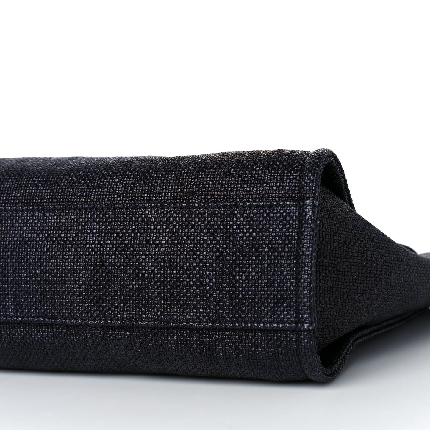Woven Straw Raffia Small Deauville Tote Black