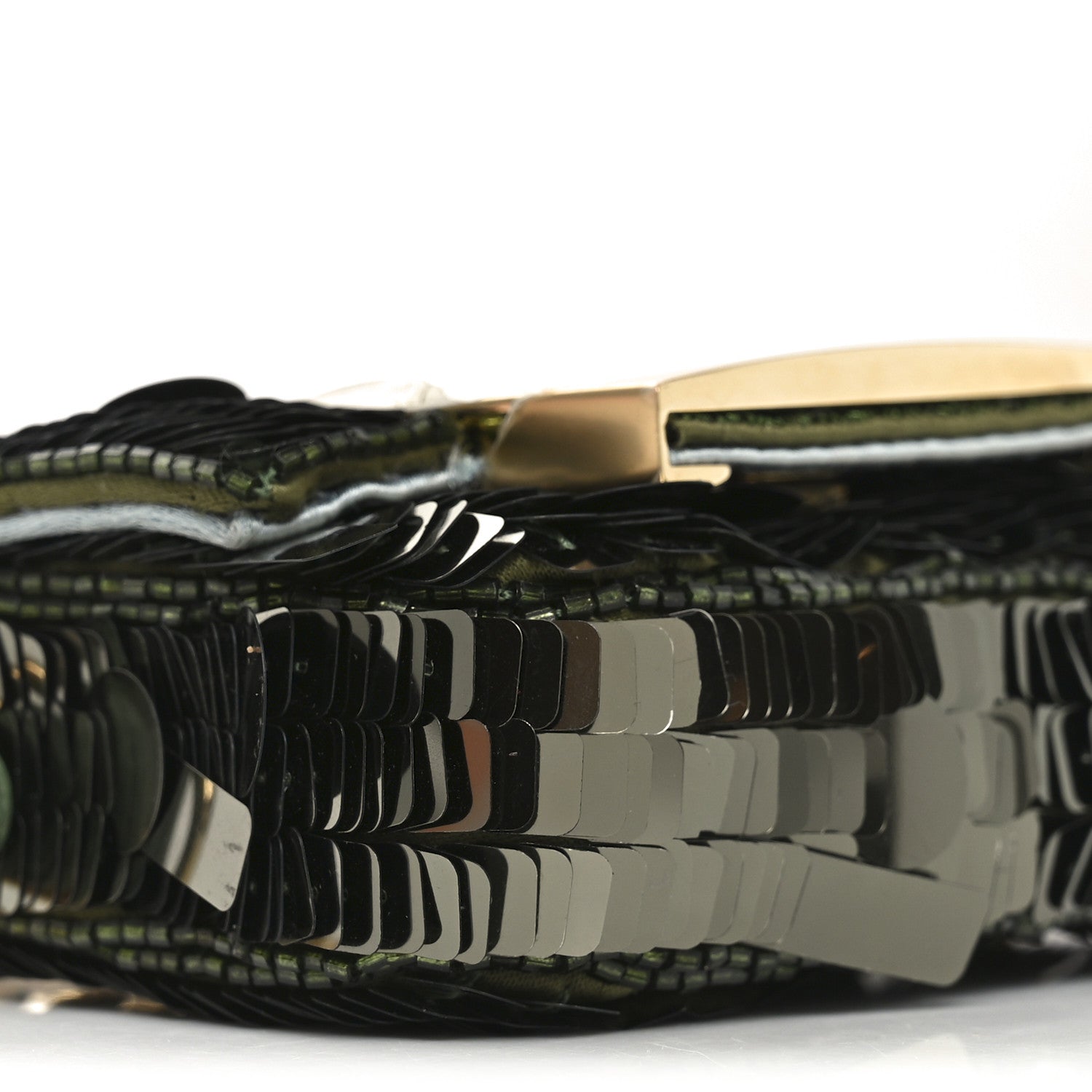 Fendi Sequin Paillettes Shiny Nappa Sex and the City Nano Maxi Buckle Baguette Charm Avocado 13 of 17
