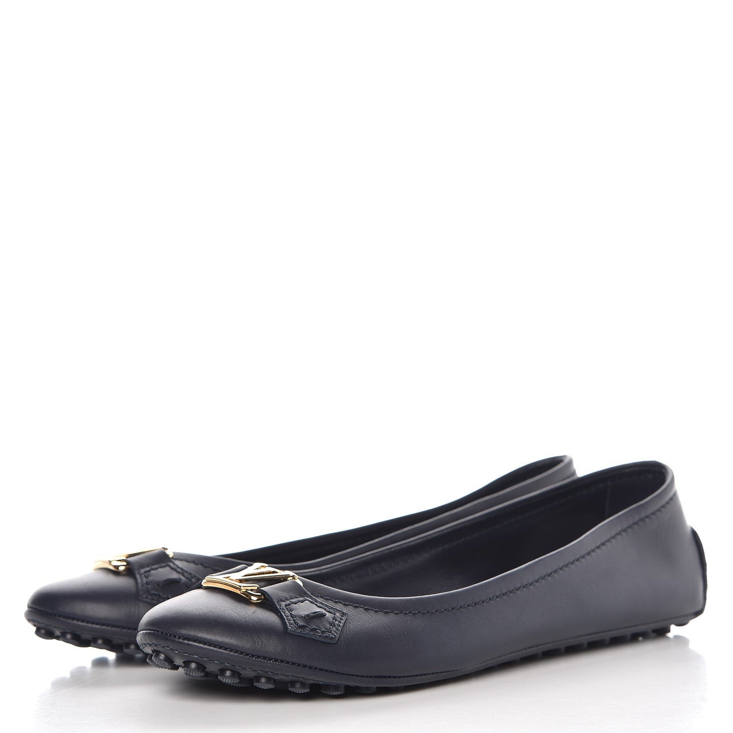 Calfskin Oxford Ballerina Flats 39 Navy