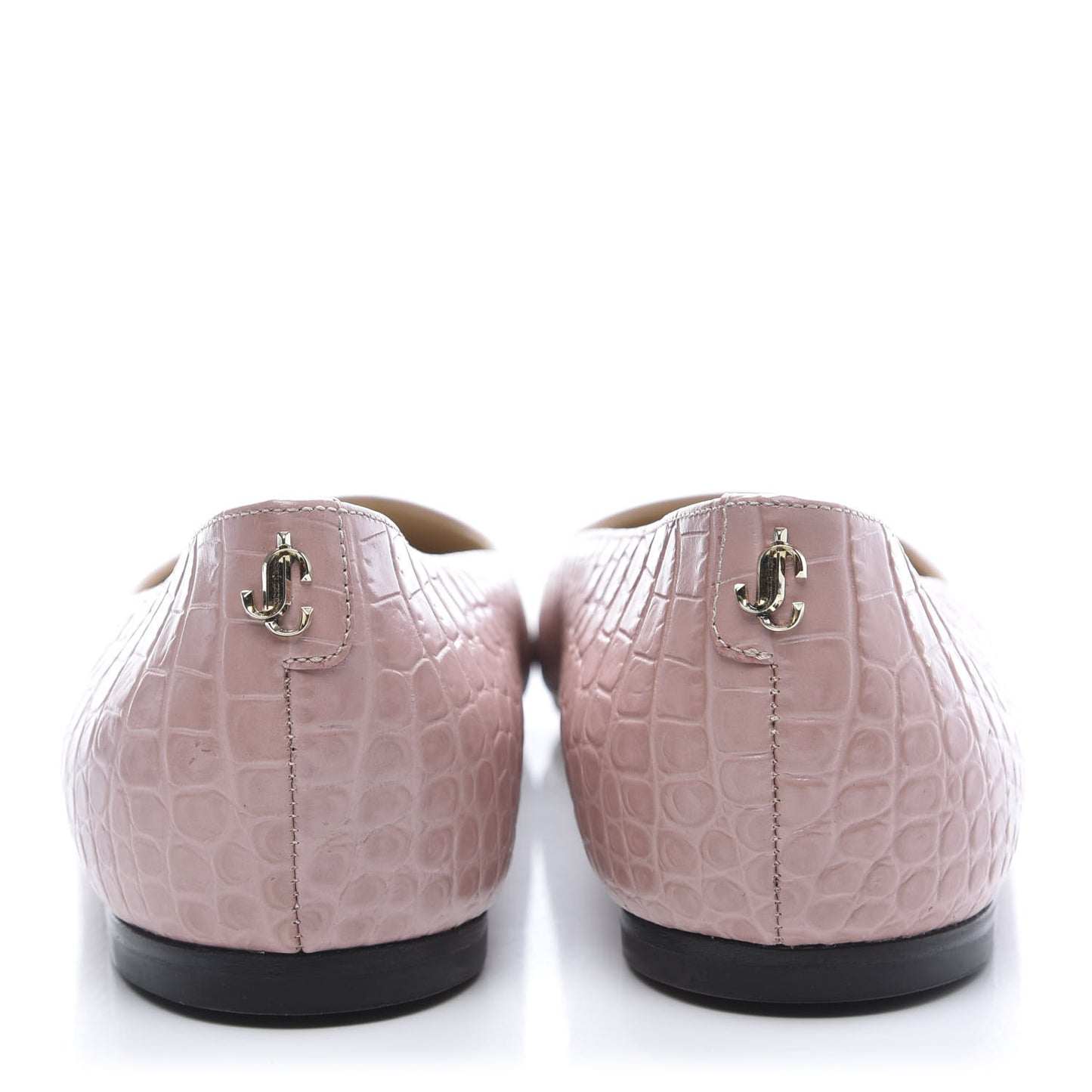 Crocodile Embossed Calfskin Mirele Ballet Flat 37 Blush