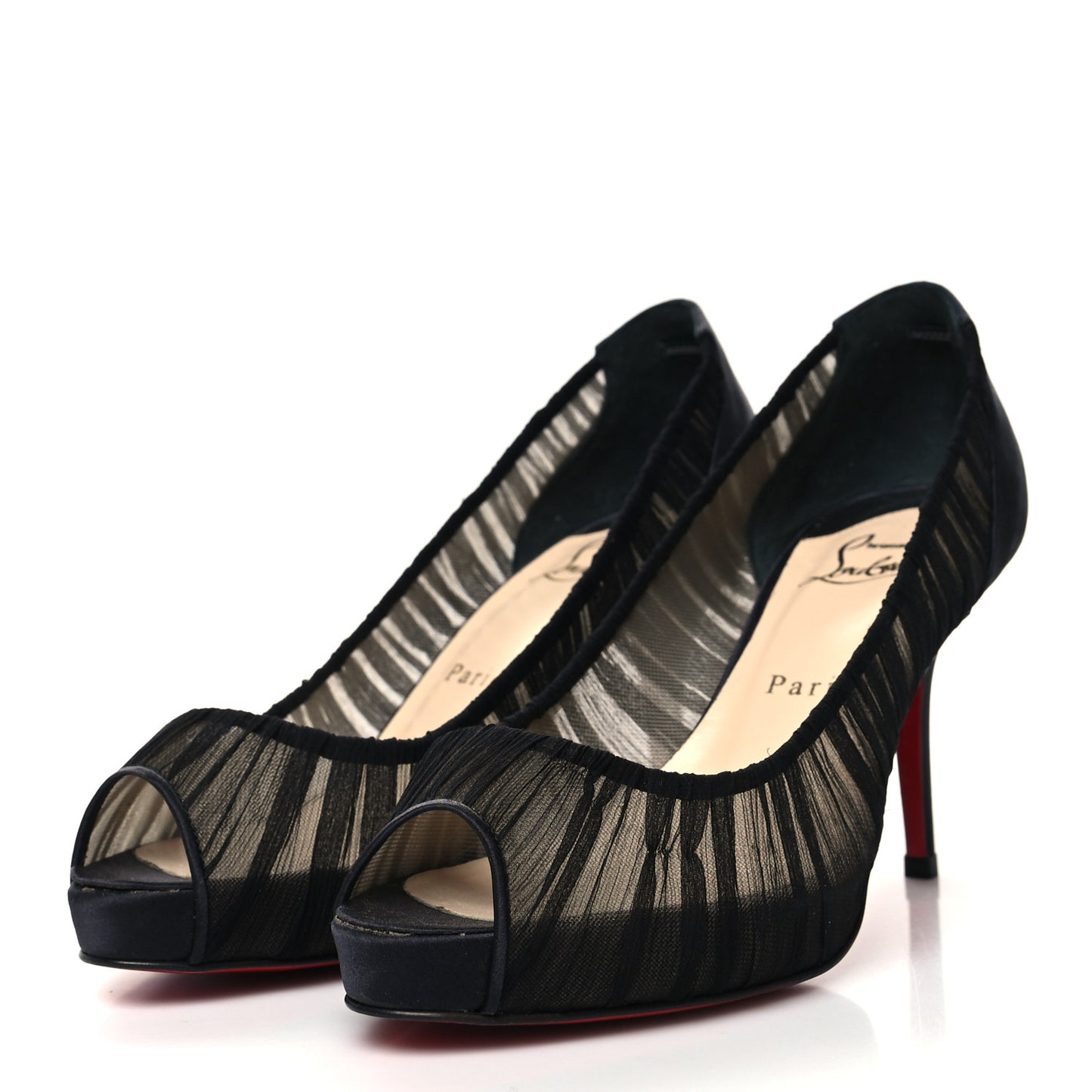 Crepe Satin Chiffon Parisienne Plato 85 Pumps 38 Black