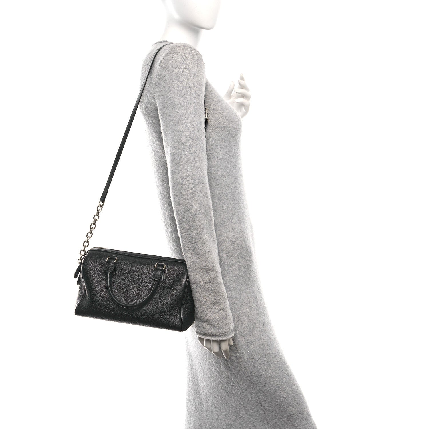 Gucci Calfskin GG Emblem Small Top Handle Bag Black 2 of 10
