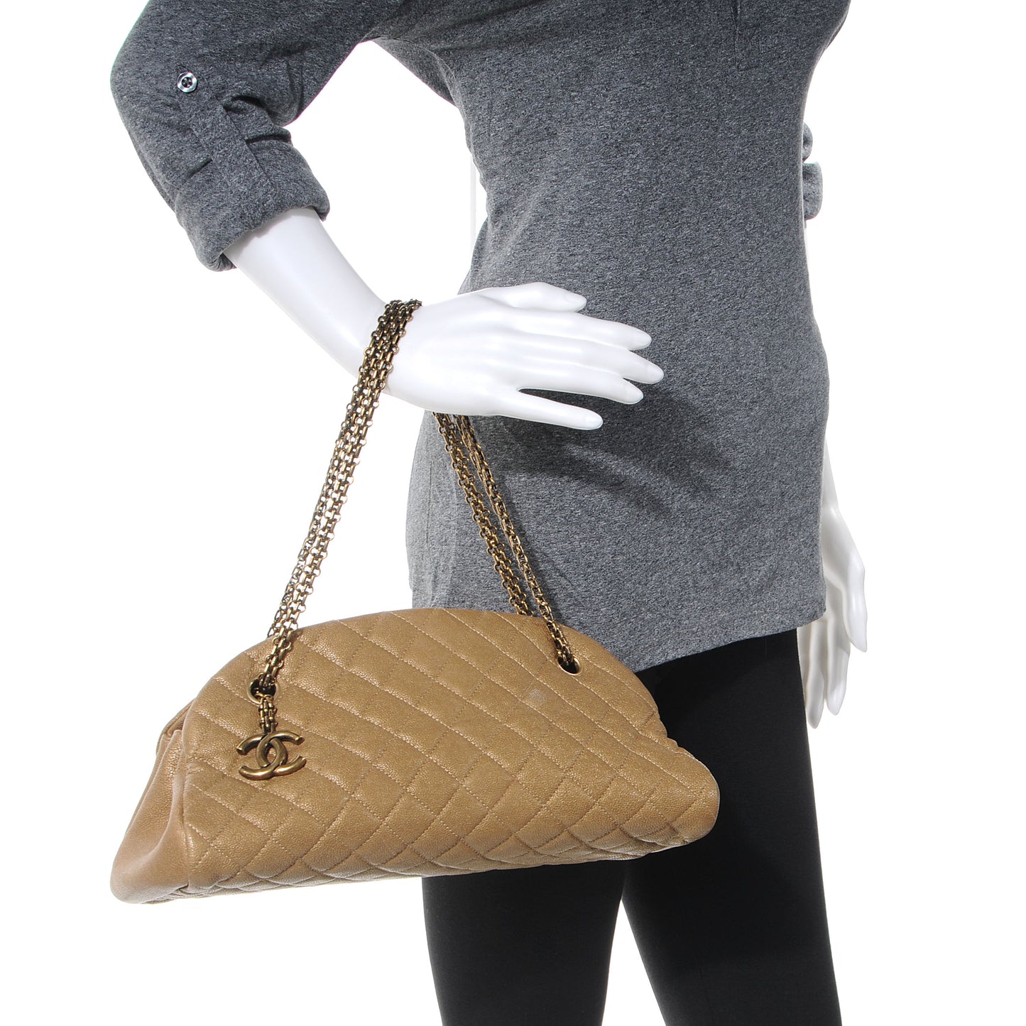 Caviar Quilted Medium Just Mademoiselle Beige
