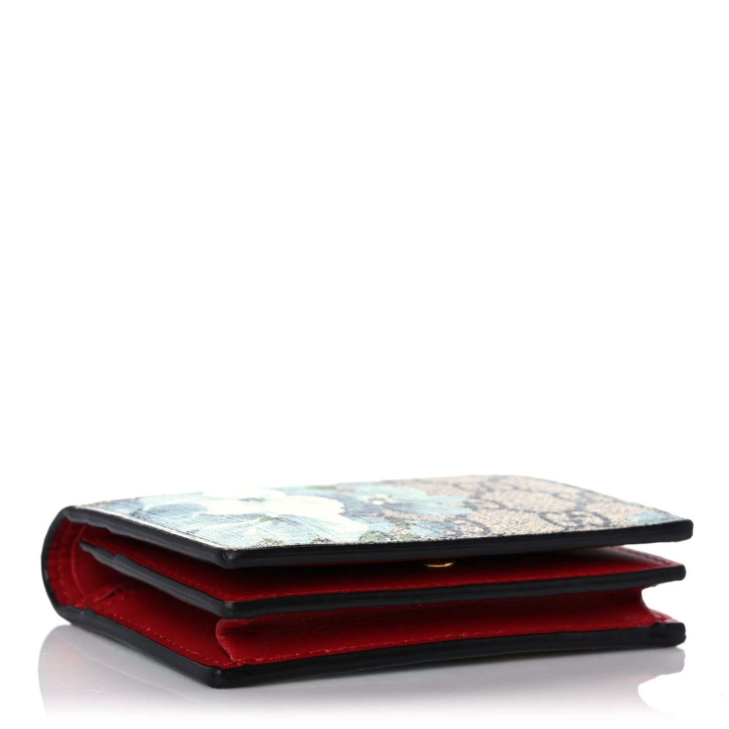 GG Supreme Monogram Blooms Card Case Wallet Beige Blue Navy Hibiscus Red