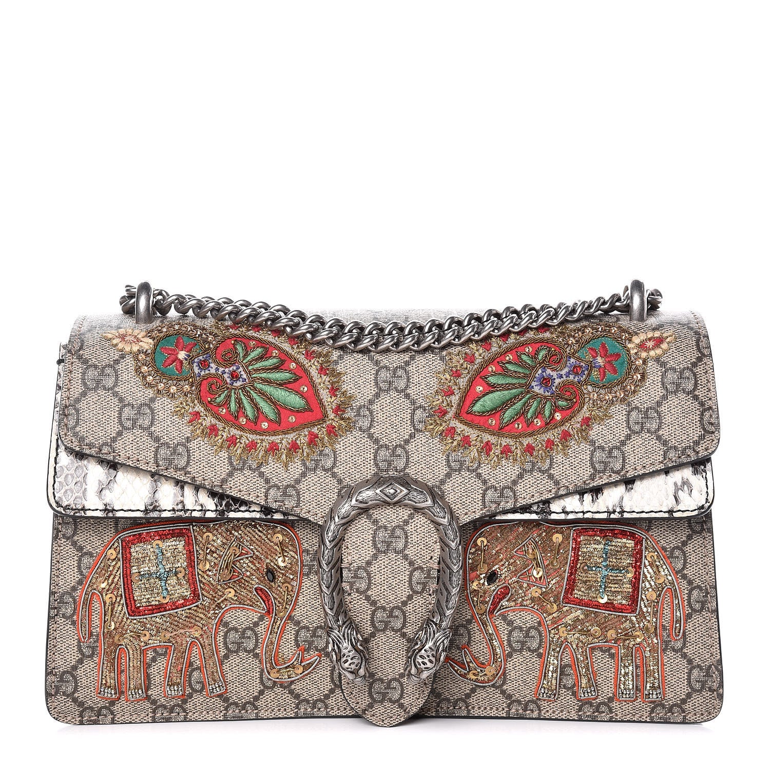 Gucci GG Supreme Monogram Elaphe Elephant Embroidered Small Dionysus Shoulder Bag 1 of 13