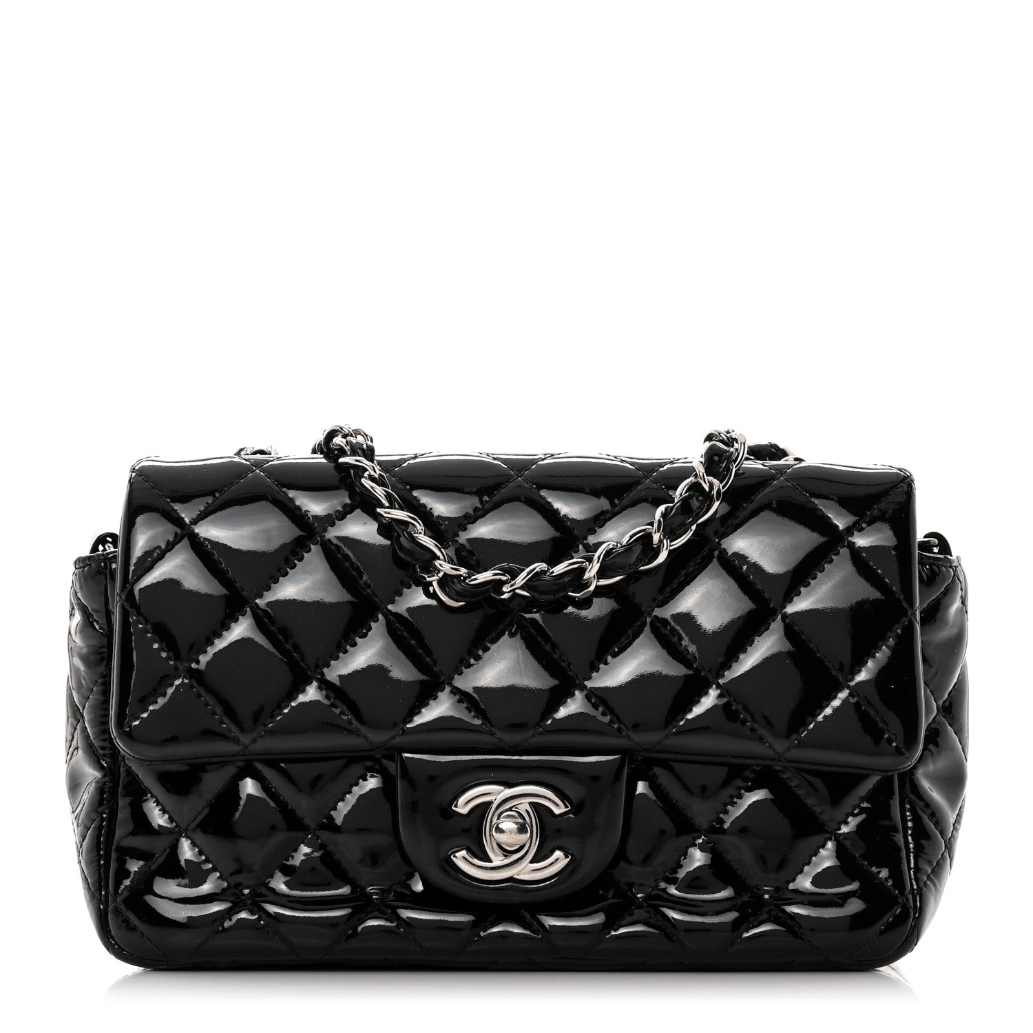 Chanel Patent Calfskin Quilted Mini Rectangular Flap Black 1 of 13