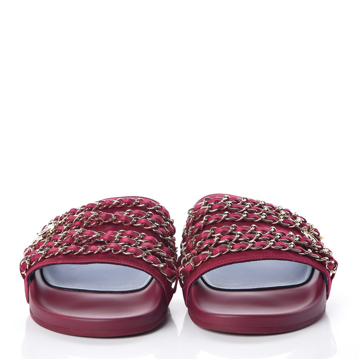Satin Chain Flat Sandals 38 Dark Fuchsia