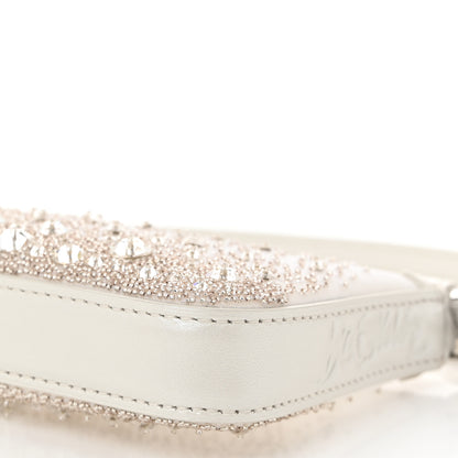 Christian Louboutin Mesh Fabric Crystal Embellished Mini Loubila Chain Clutch Bianco Silver 10 of 10