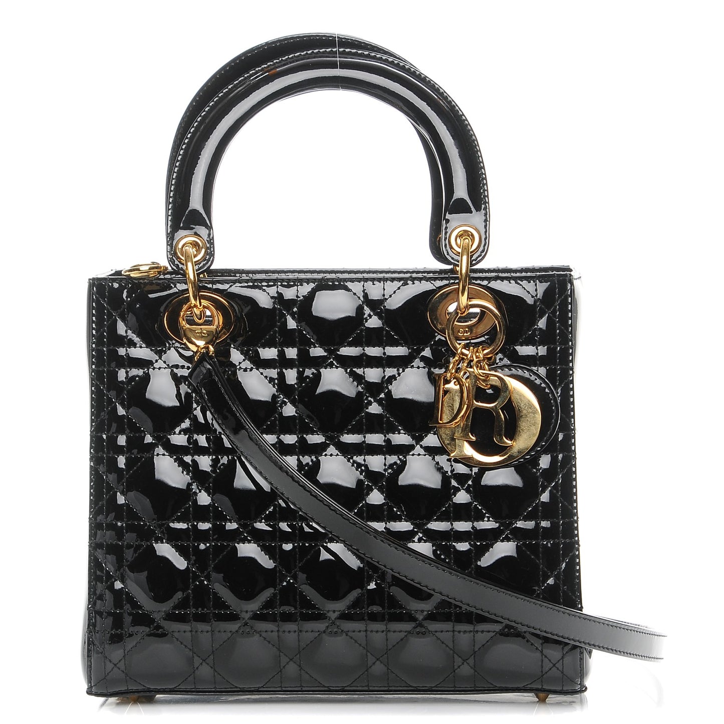 Patent Cannage Medium Lady Dior Black