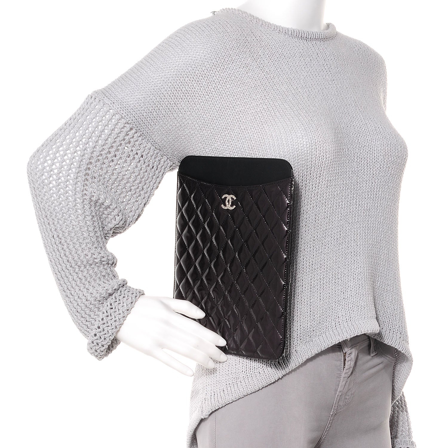 Chanel Patent Brilliant iPad Case Black 2 of 7