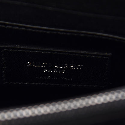 Saint Laurent Sheepskin Matelasse Chevron Monogram Medium College Bag Black 7 of 16