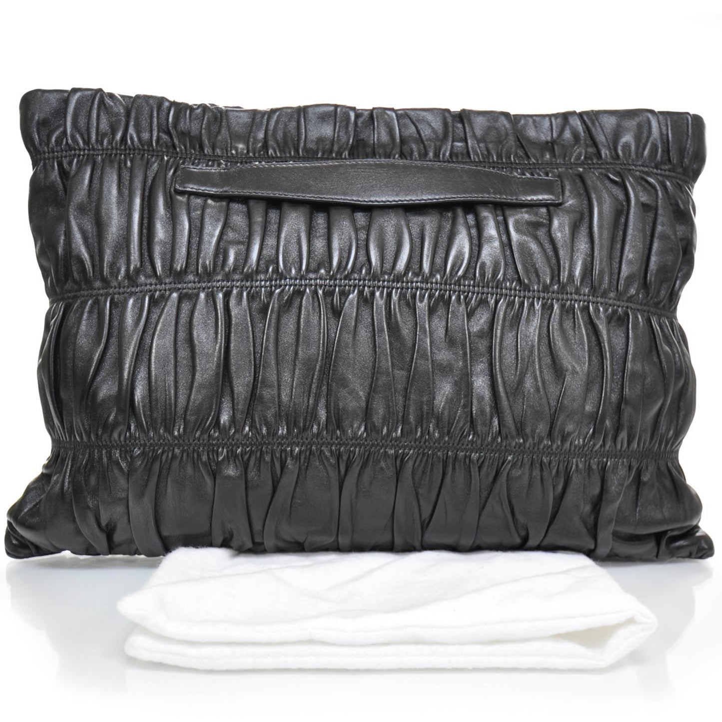 Nappa Dressy Gaufre Ruched Clutch Nero