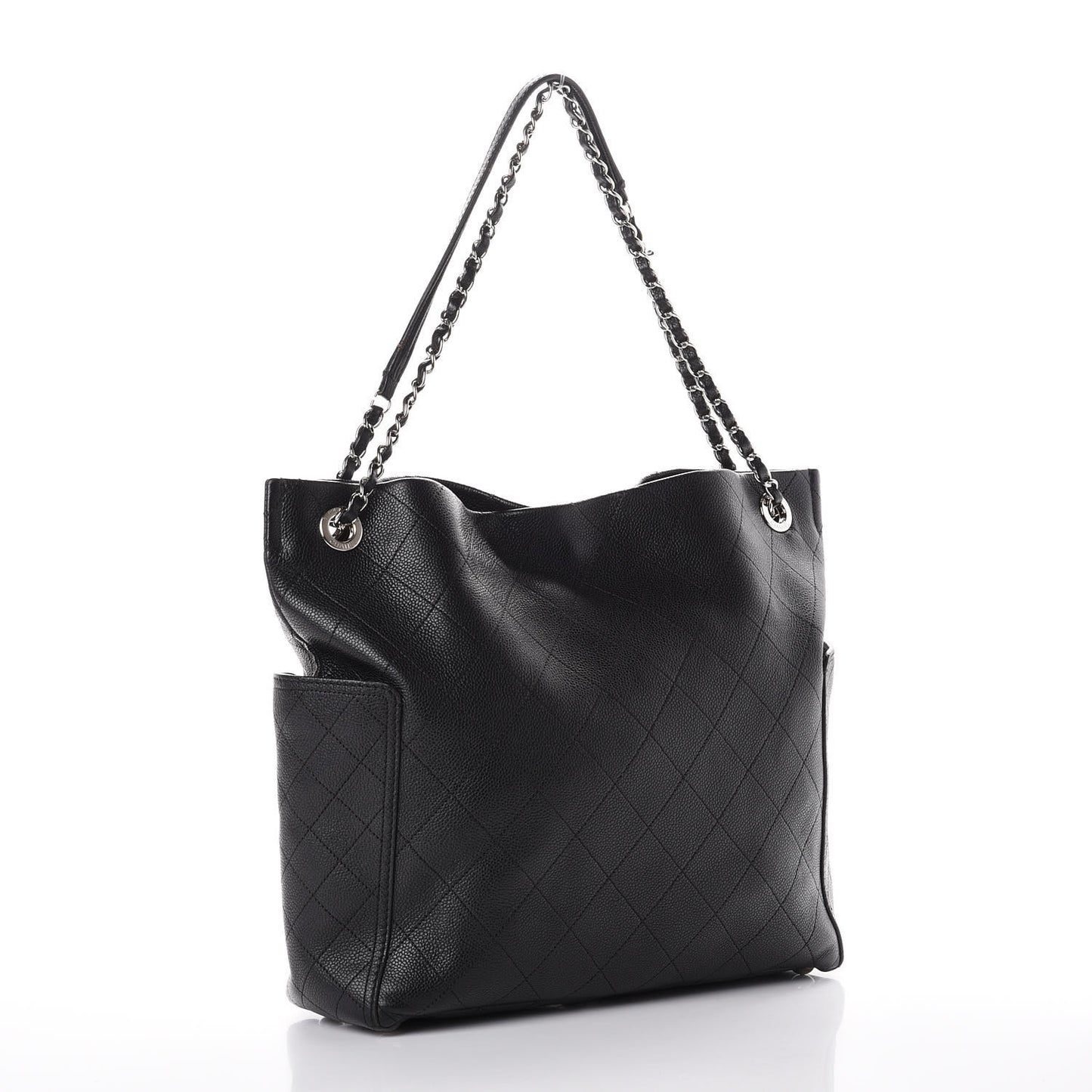 Caviar Stitched Medium CC Pocket Hobo Black