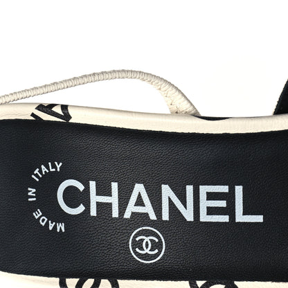 Chanel Printed Lambskin Cap Toe CC Slingback Pumps 37 Black White 8 of 9