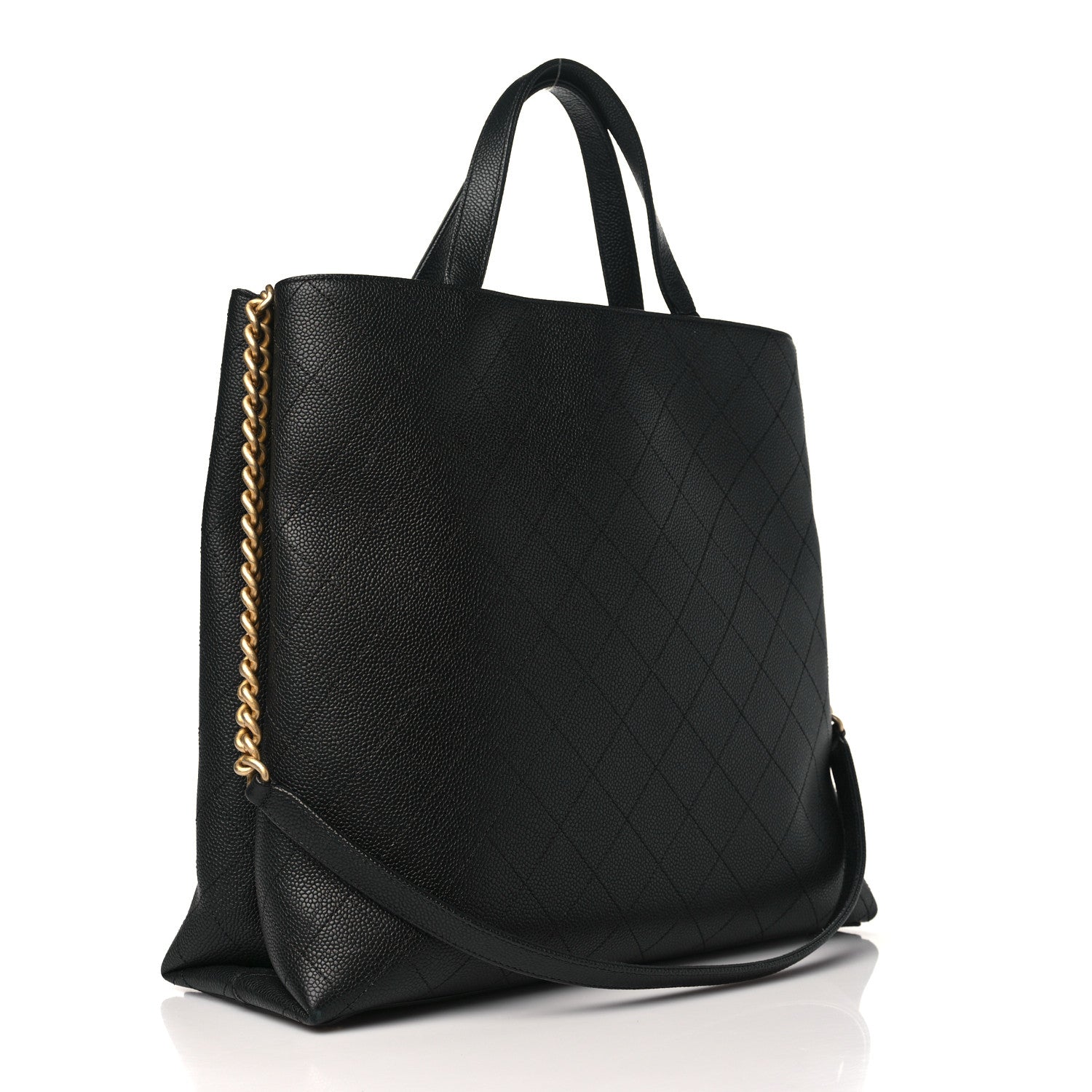 Chanel Caviar Stitched Large Shopping Tote Bag Black 3 of 9