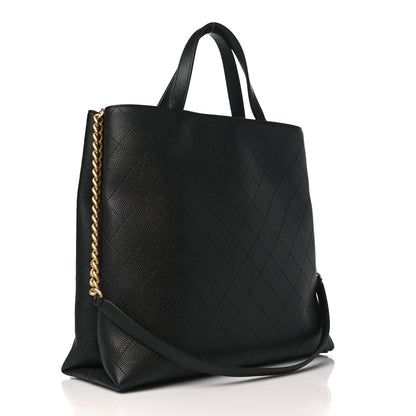 Chanel Caviar Stitched Large Shopping Tote Bag Black 3 of 9