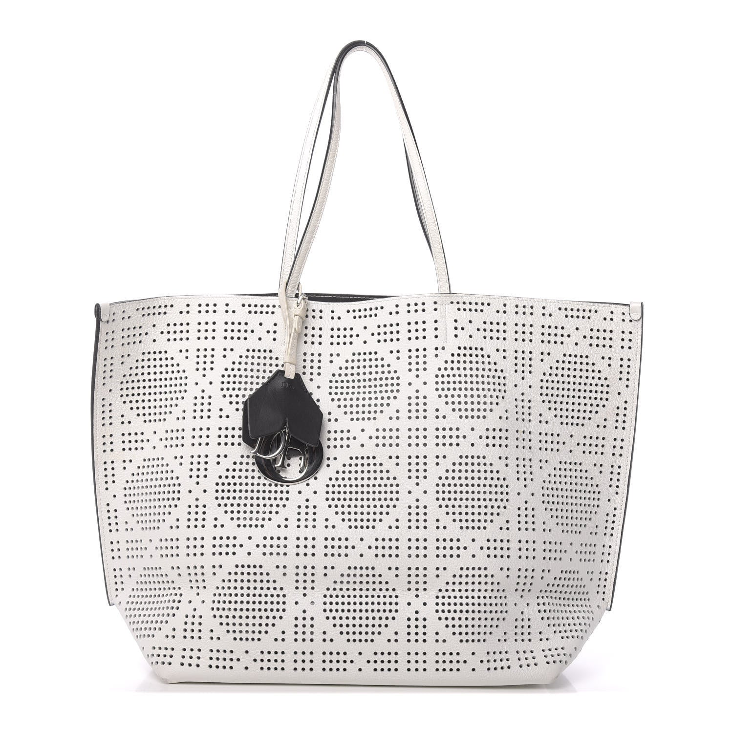 Christian Dior Calfskin Perforated Cannage Dioriva Tote White 1 of 13
