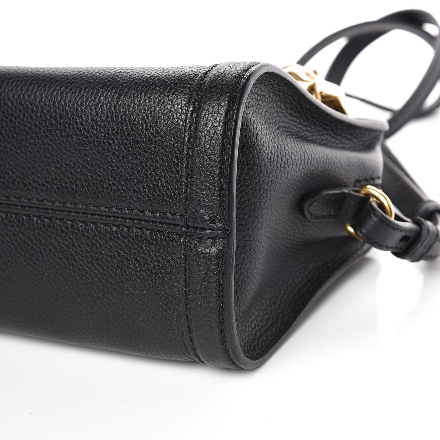 Pebbled Calfskin Mini Padlock Tote Black