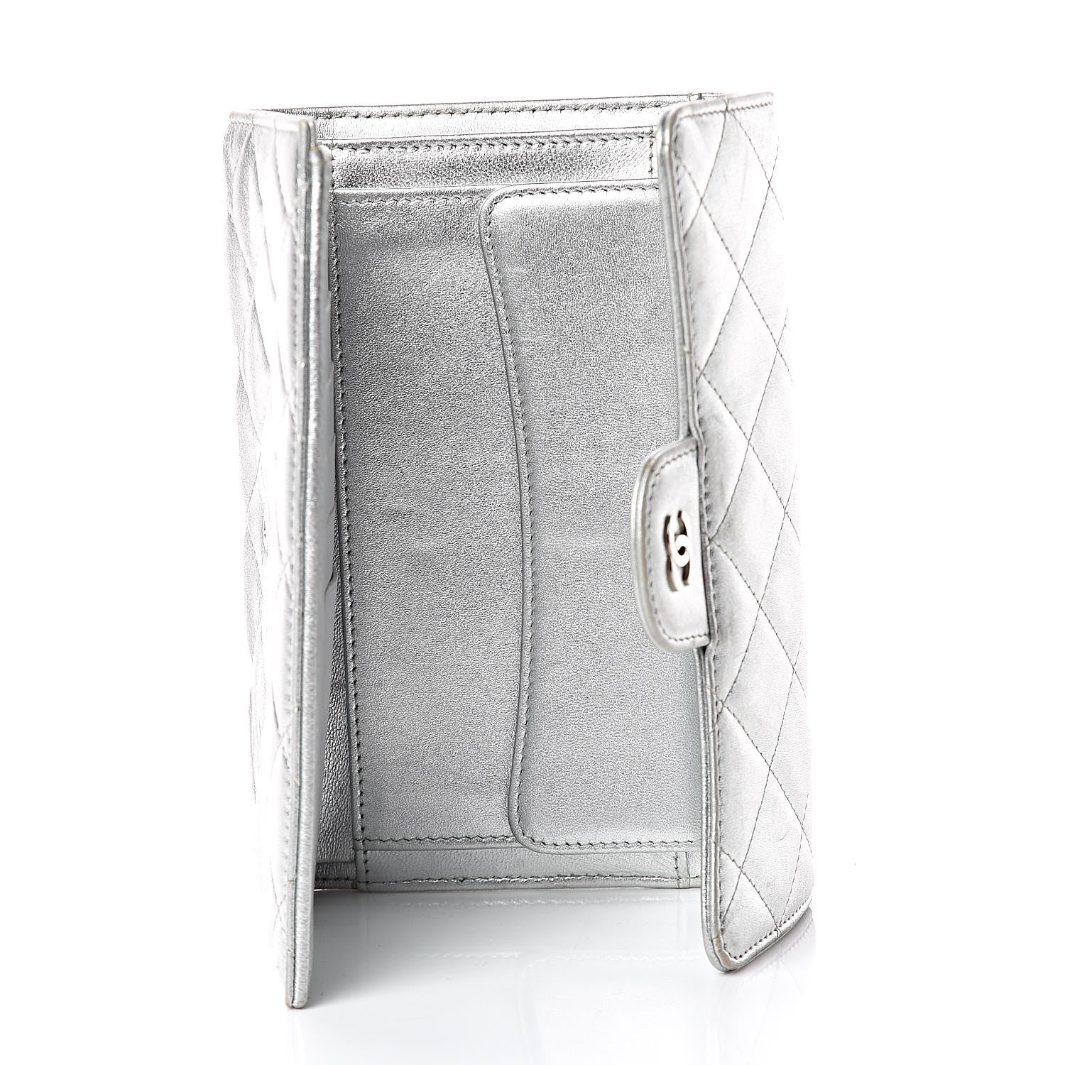 Chanel Metallic Lambskin Quilted Long Flap Wallet Silver 7 of 18