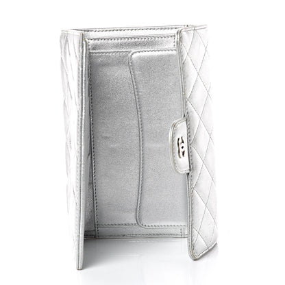 Chanel Metallic Lambskin Quilted Long Flap Wallet Silver 7 of 18