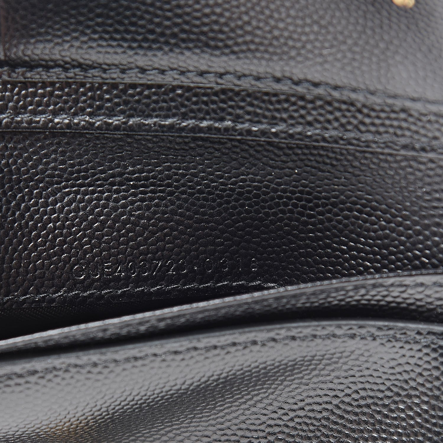 Saint Laurent Grain De Poudre Matelasse Chevron Monogram Compact Zip Around Wallet Black 8 of 9