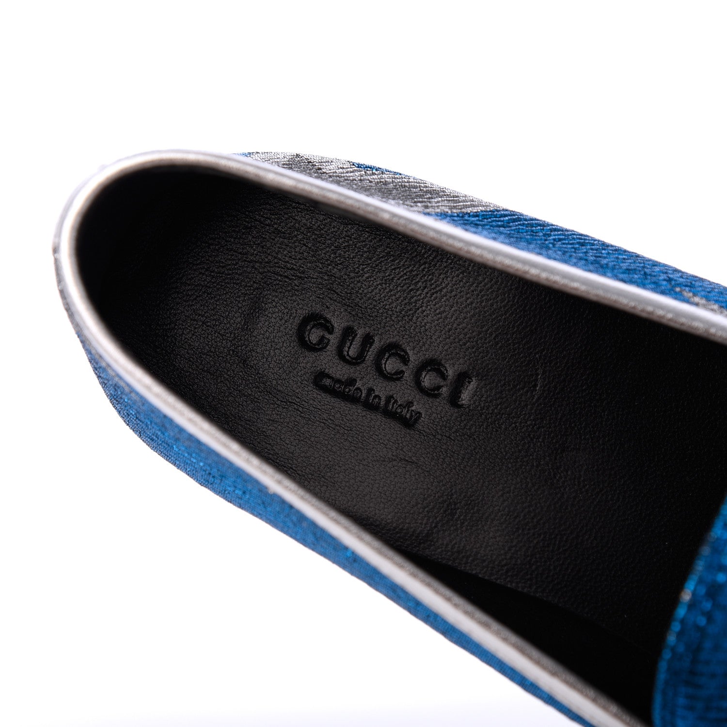 Gucci Lurex Calfskin Starry Sky Womens Jordaan Loafers 39 Bluette Silver 6 of 16