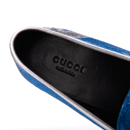 Gucci Lurex Calfskin Starry Sky Womens Jordaan Loafers 39 Bluette Silver 6 of 16