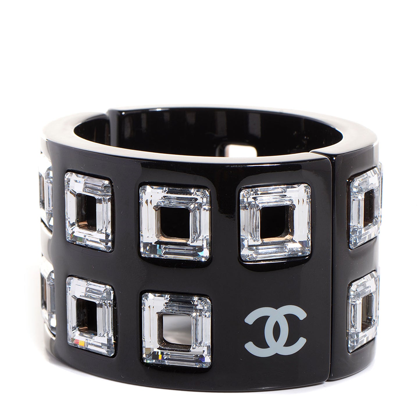 Resin Baguette Crystal CC Cuff Black
