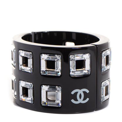 Chanel Resin Baguette Crystal CC Cuff Black 3 of 5