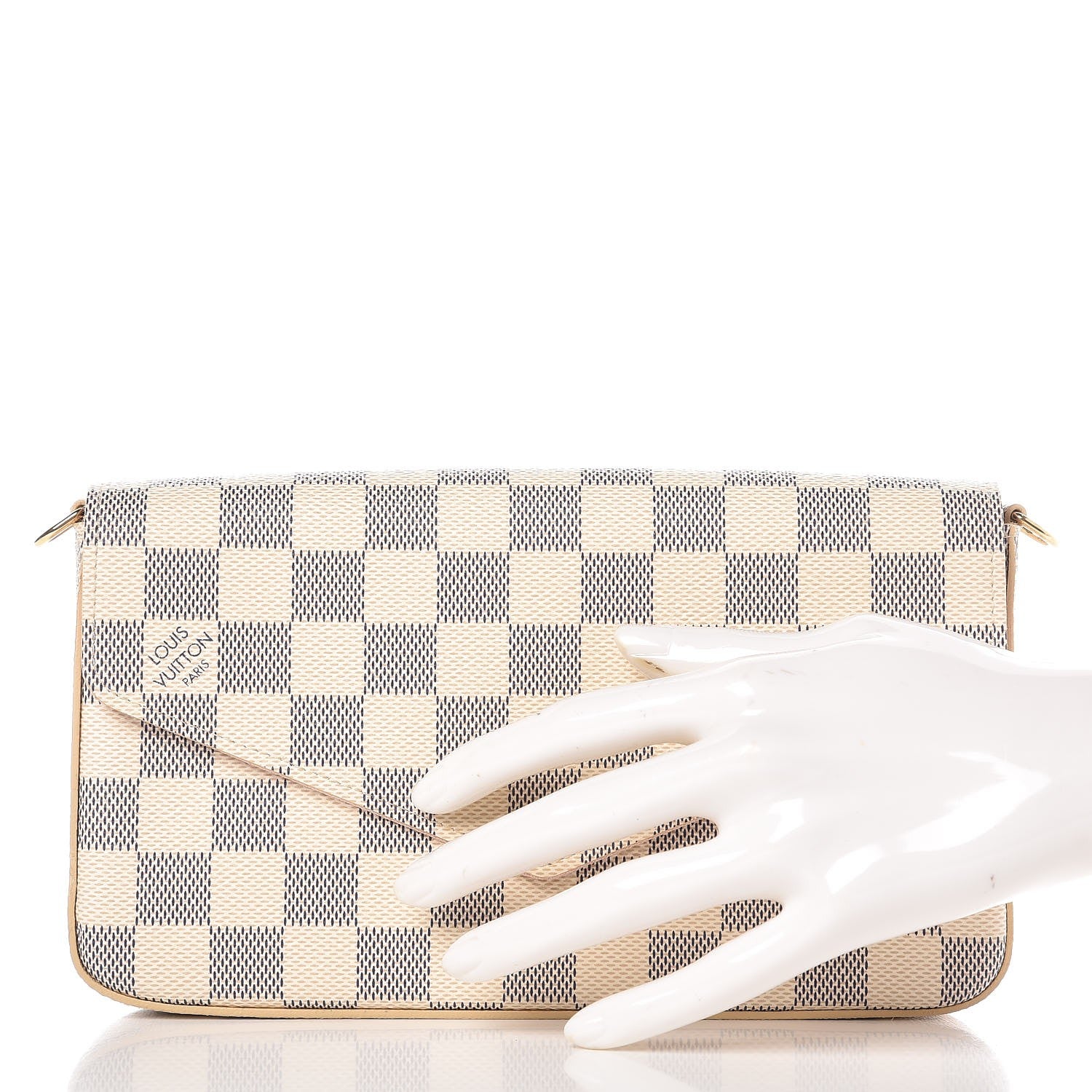 Louis Vuitton Damier Azur Pochette Felicie Chain Wallet Rose Ballerine 2 of 10