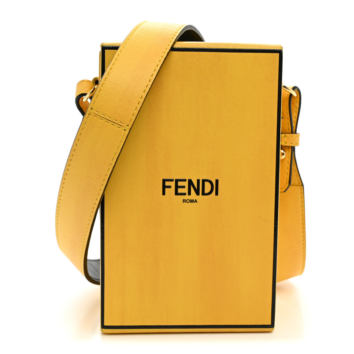 Fendi Vitello Fluffy Logo Vertical Box Yellow Box Black 1 of 10