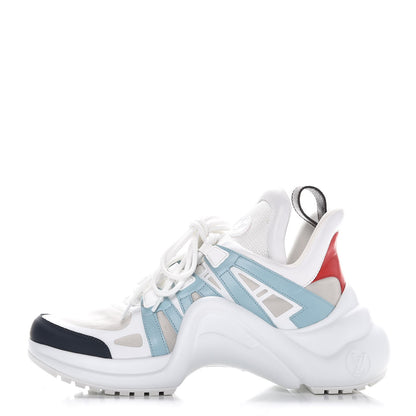 Louis Vuitton Calfskin Technical Nylon LV Archlight Sneakers 38.5 White Blue Gris 1 of 9